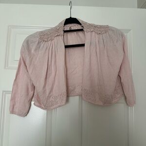 Anthropologie Pink Lace Cardigan
